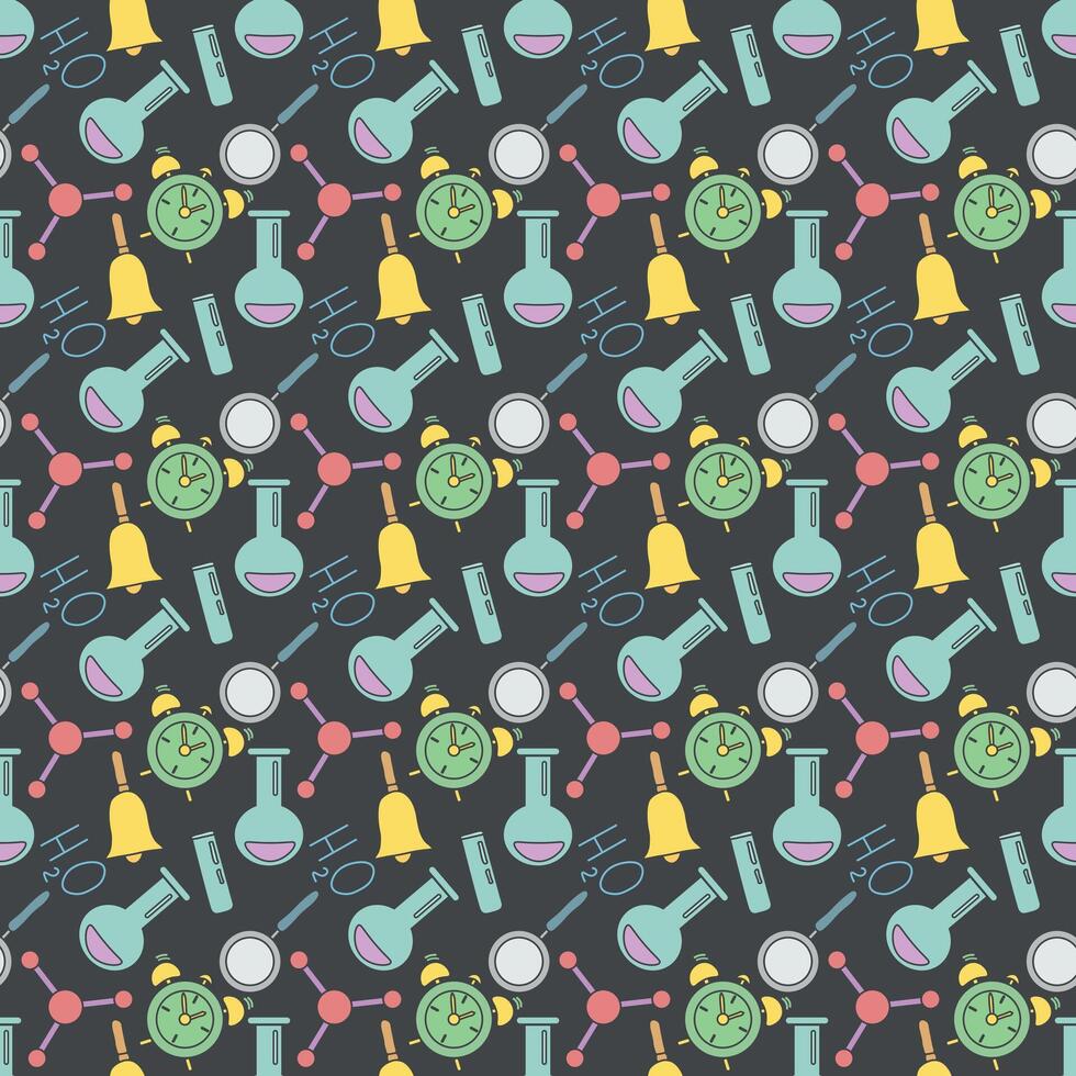 Seamless school pattern. Hand drawn doodle school background. Education illustration vector