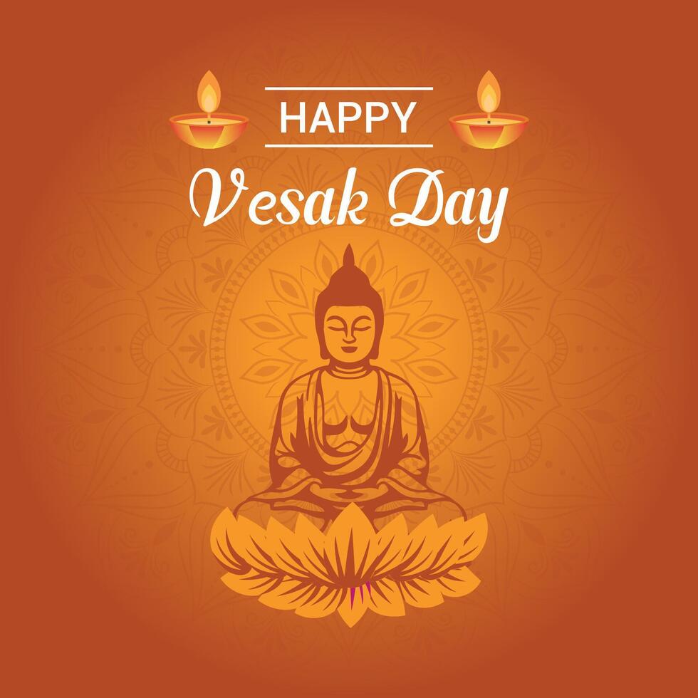 Flat vesak day illustration festival celebration and vesak day Banner vector