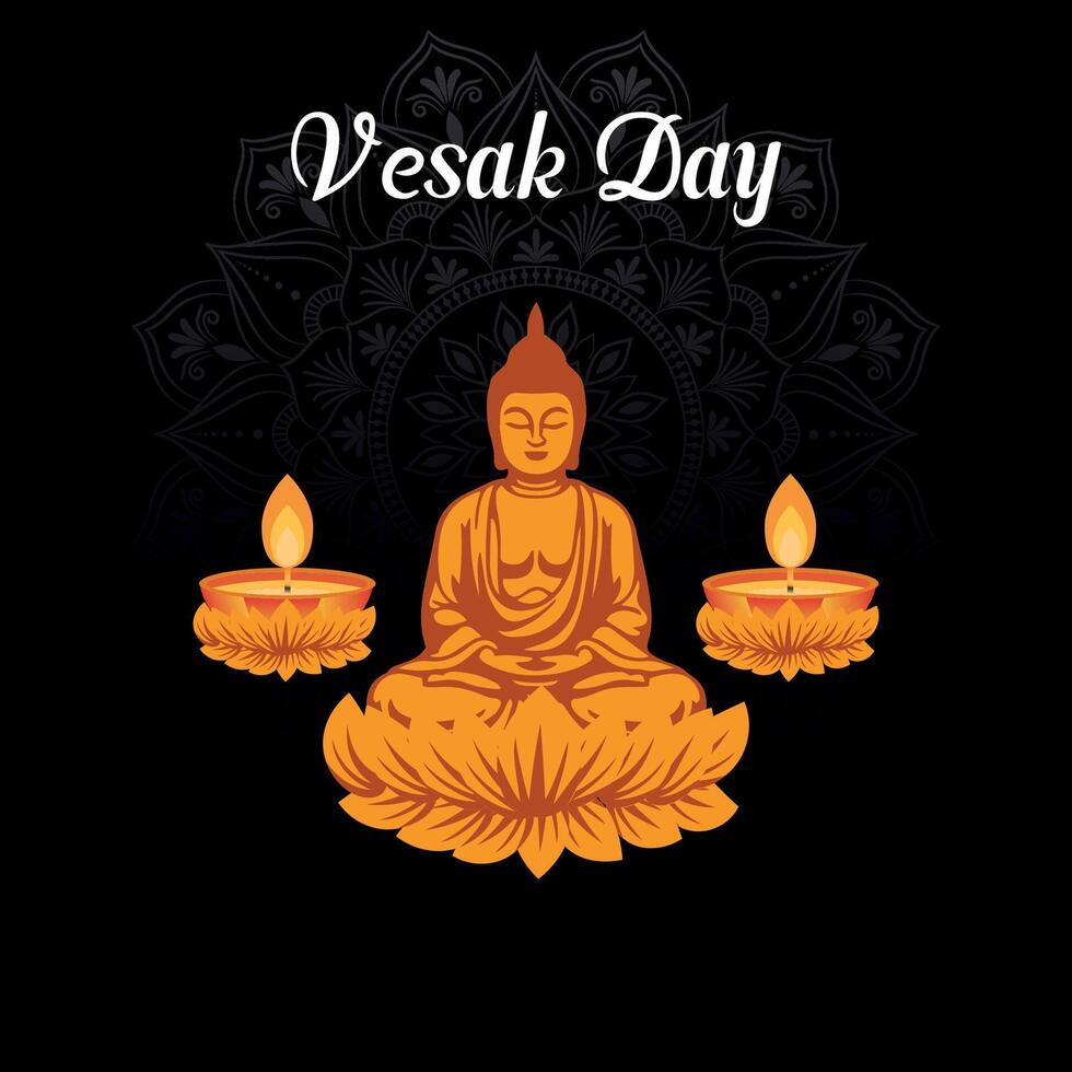 Flat vesak day illustration festival celebration and vesak day Banner vector