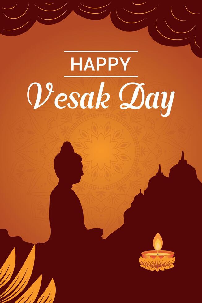 Flat vesak day illustration festival celebration and vesak day Banner vector