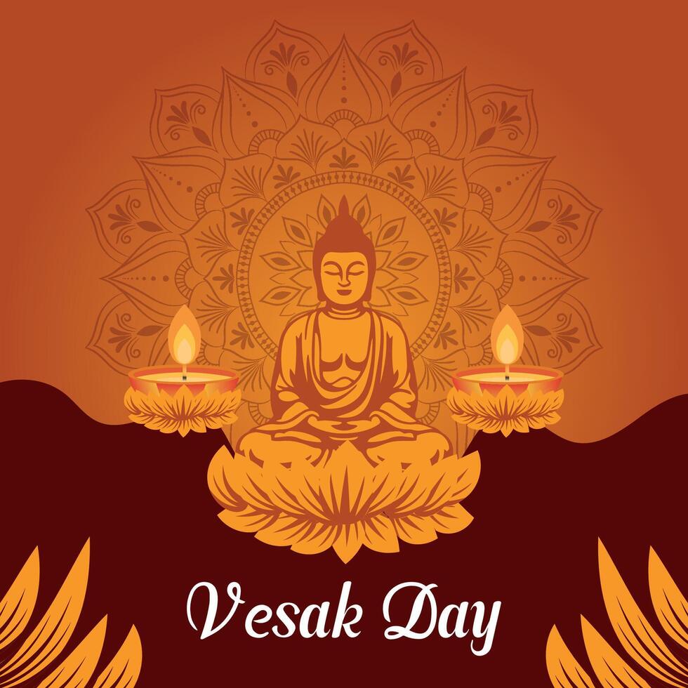 Flat vesak day illustration festival celebration and vesak day Banner vector