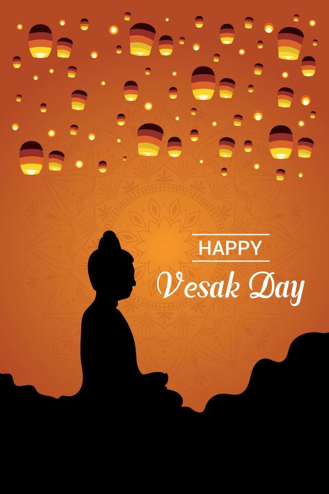 Flat vesak day illustration festival celebration and vesak day Banner vector