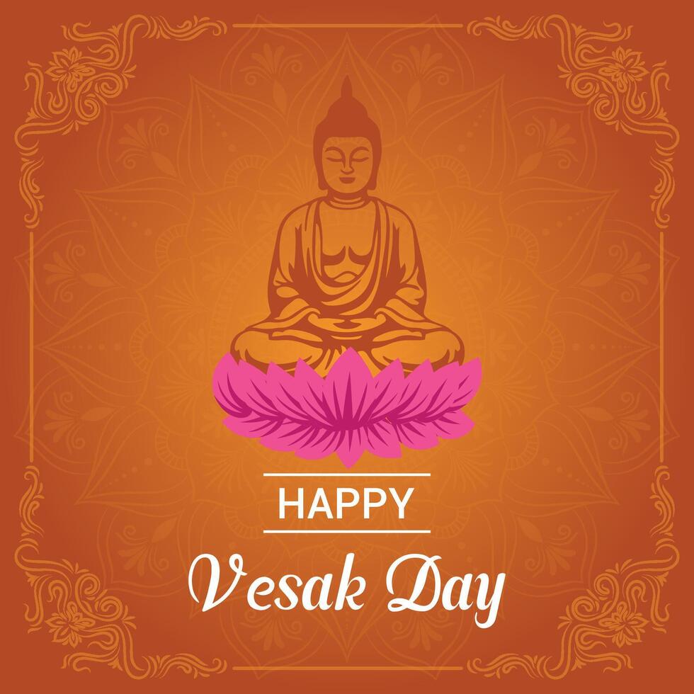 Flat vesak day illustration festival celebration and vesak day Banner vector
