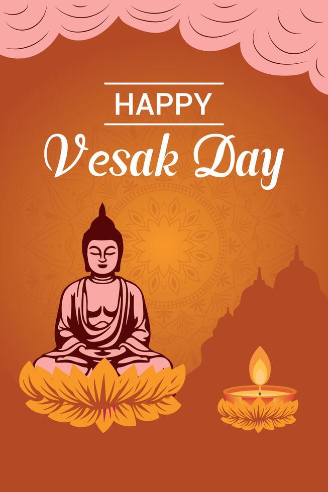 Flat vesak day illustration festival celebration and vesak day Banner vector