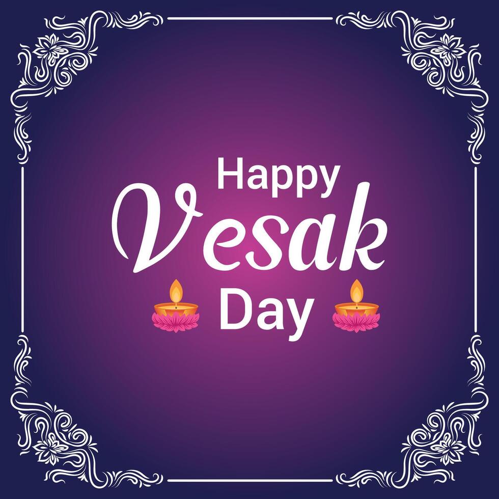 Flat vesak day illustration festival celebration and vesak day Banner vector