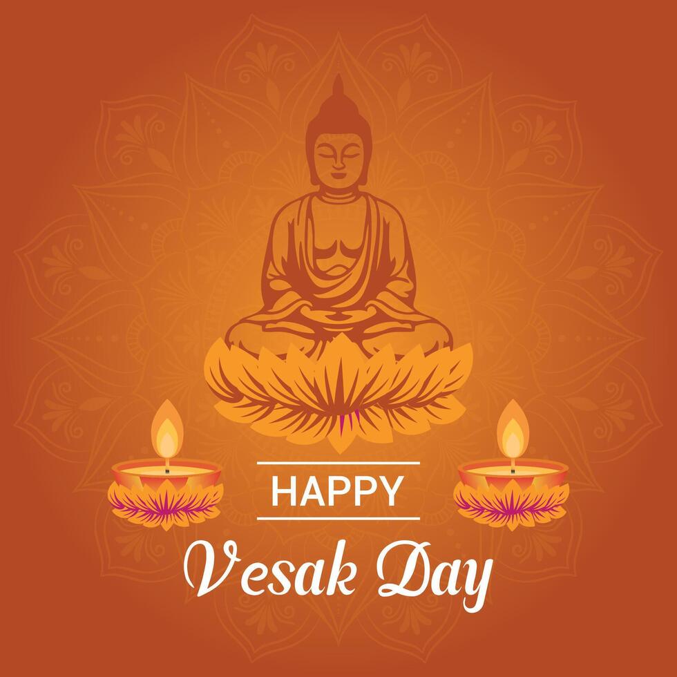 Flat vesak day illustration festival celebration and vesak day Banner vector