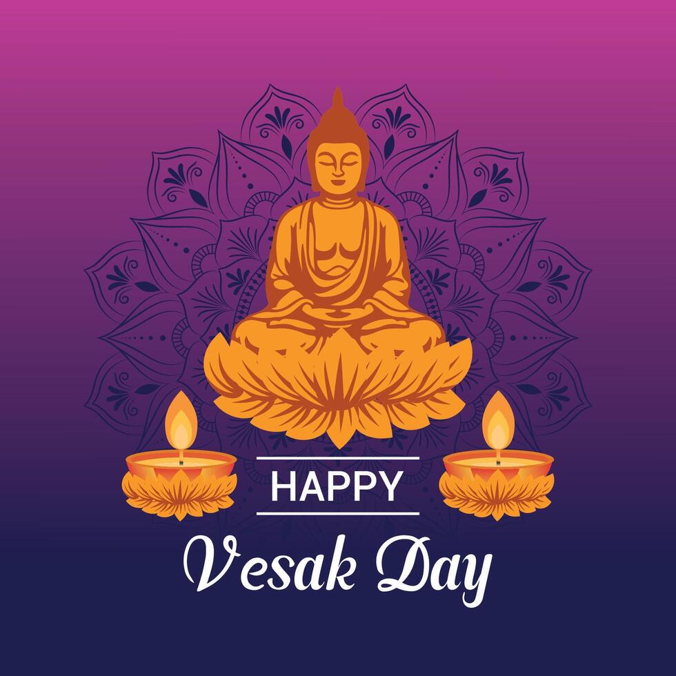 Flat vesak day illustration festival celebration and vesak day Banner vector