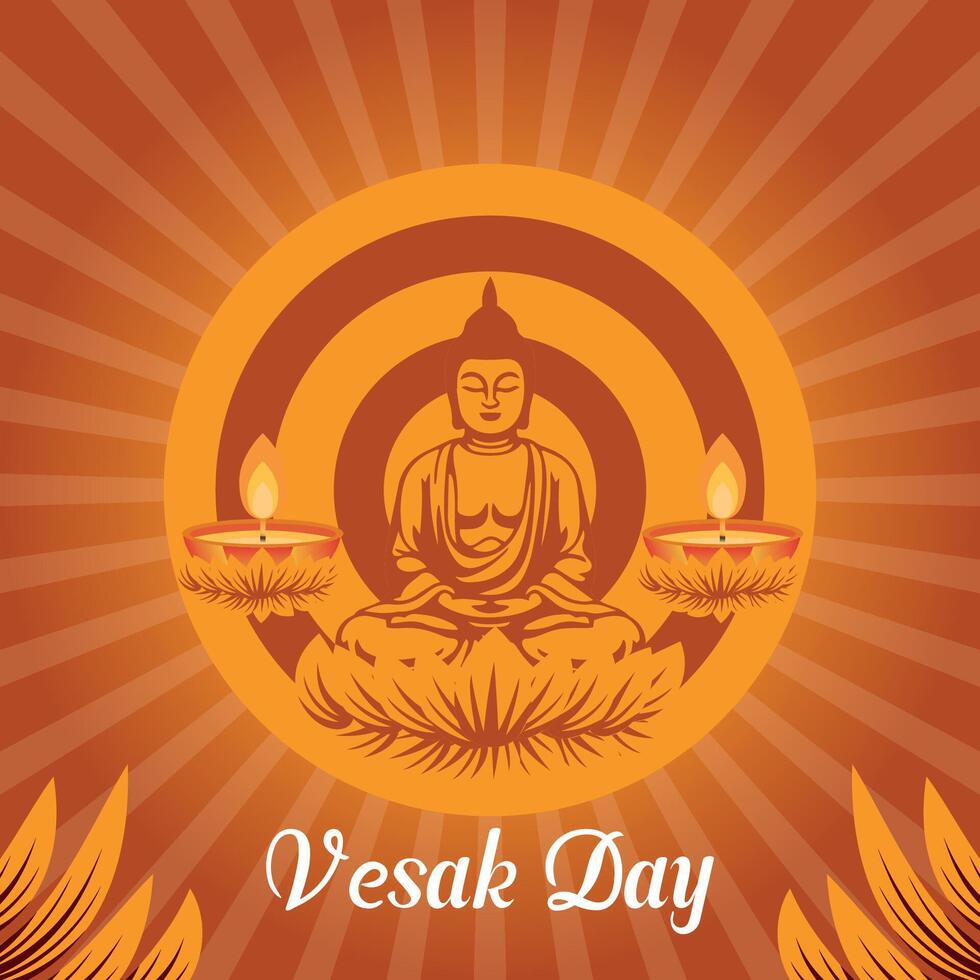 Flat vesak day illustration festival celebration and vesak day Banner vector