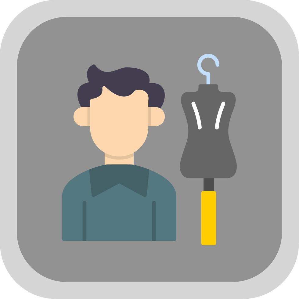 Tailor Flat Round Corner Icon vector