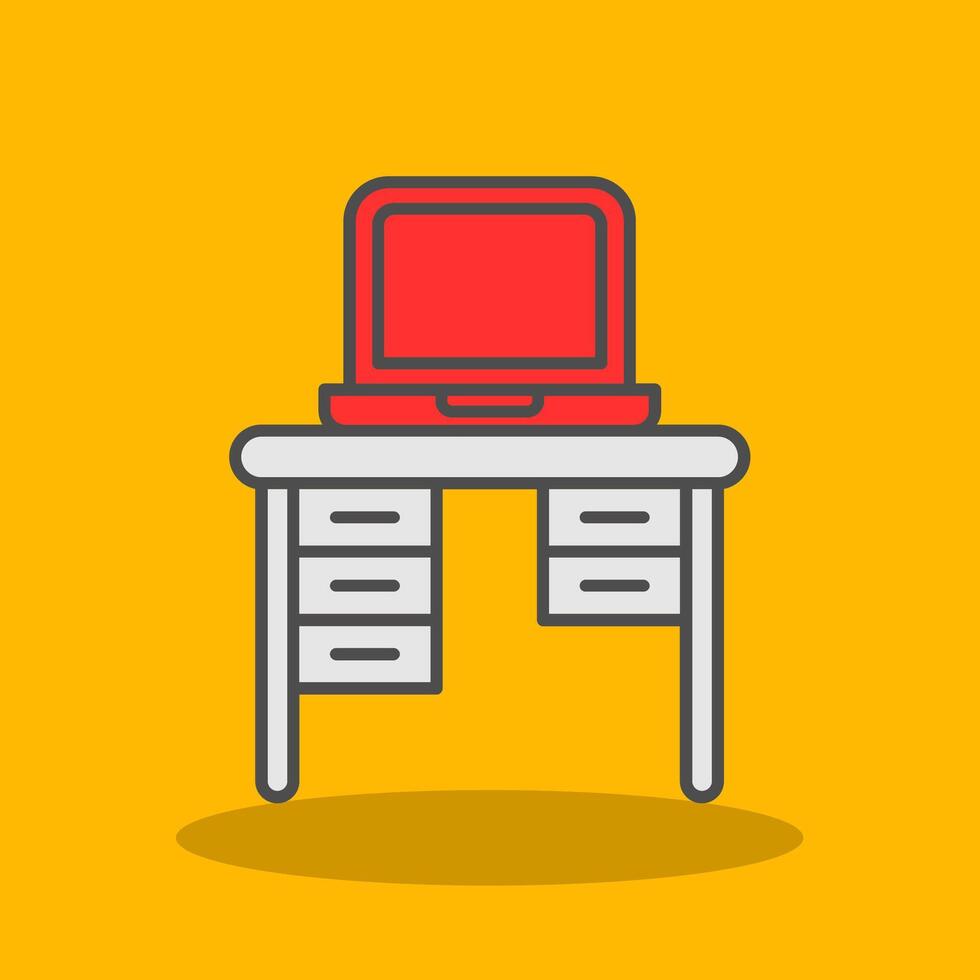 Office Desk Filled Shadow Icon vector