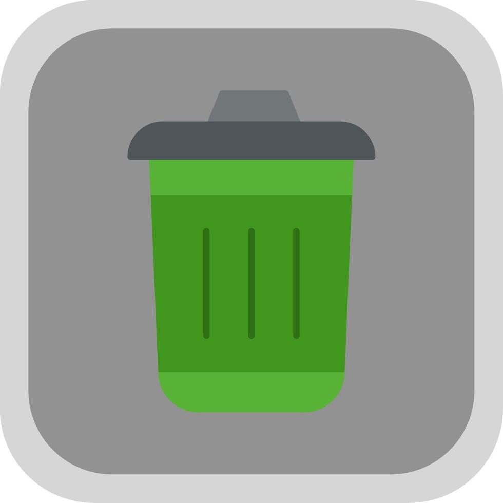 Dustbin Flat Round Corner Icon vector