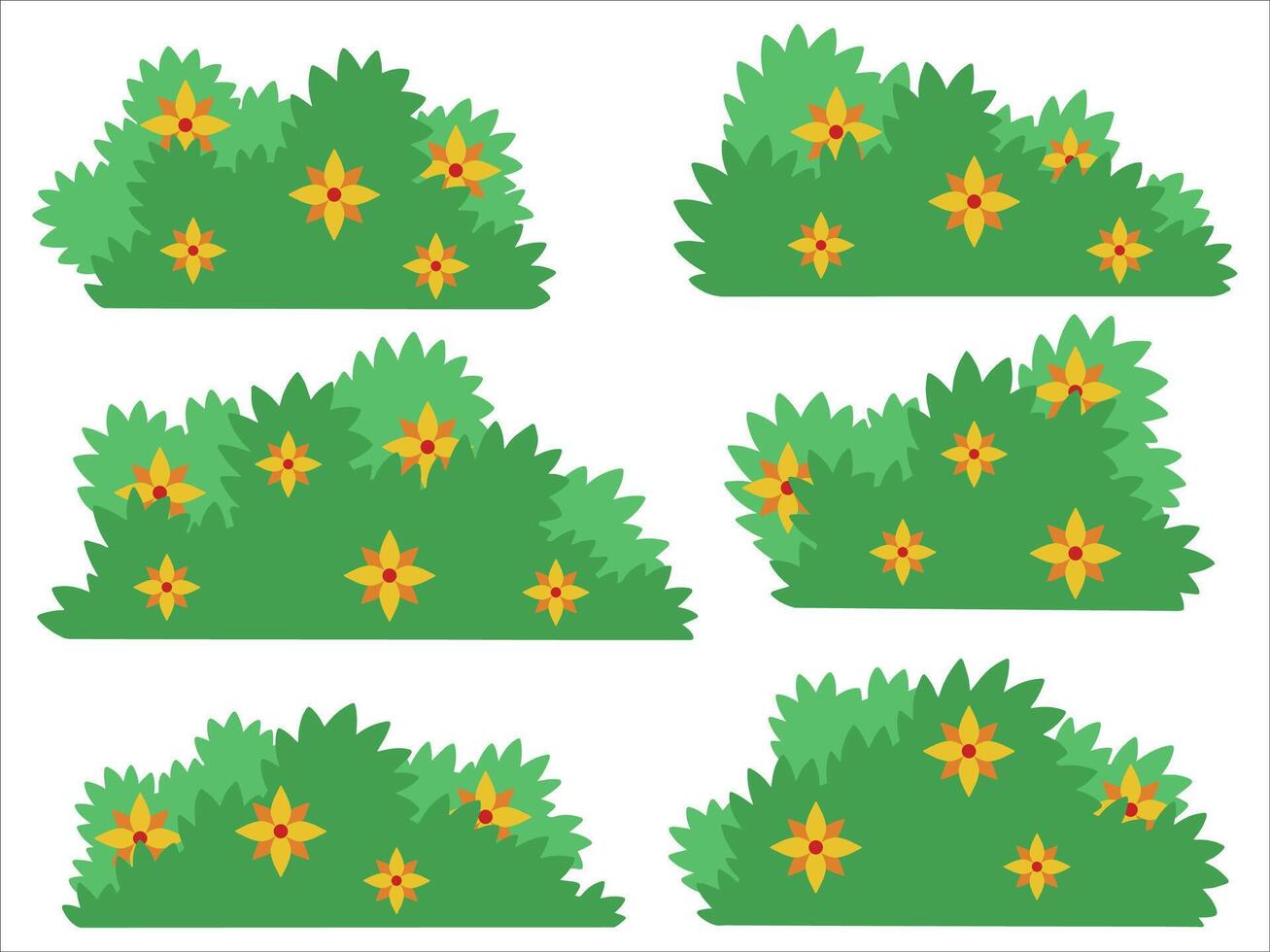 Bushes Grass with Flowers Illustration vector