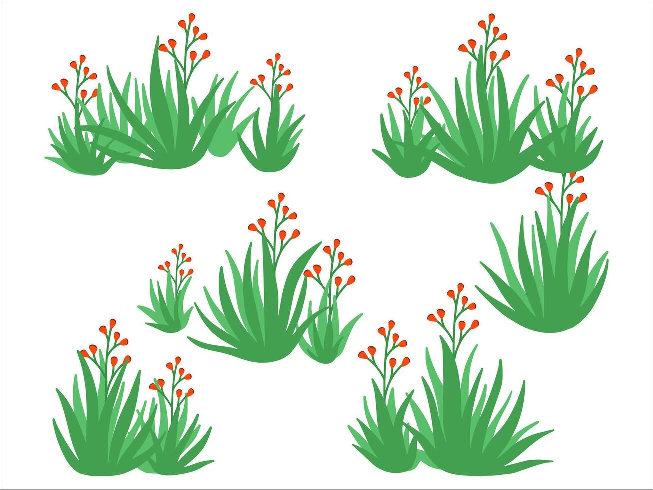 Green Bushes Grass Landscape Illustration vector