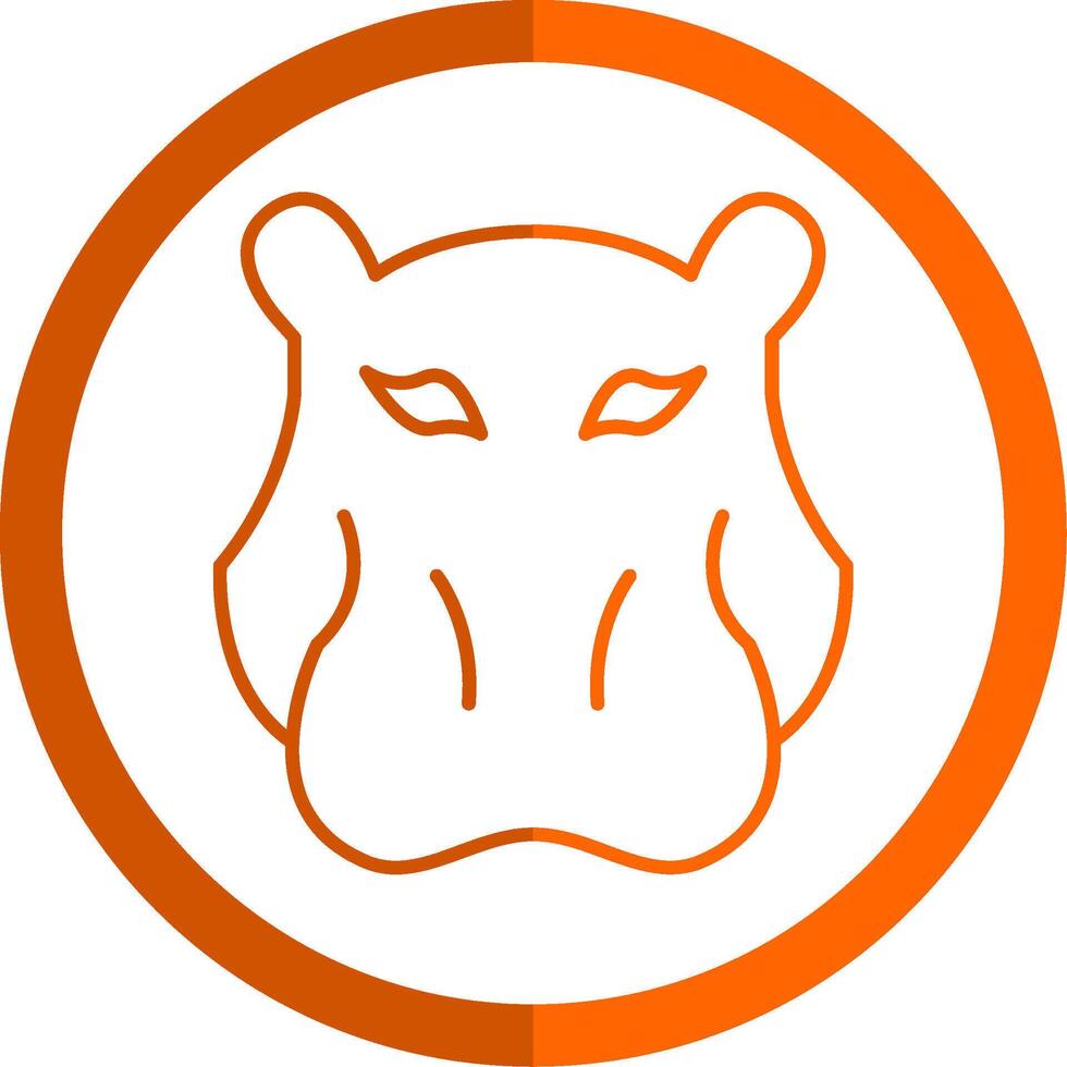 Hippopotamus Line Orange Circle Icon vector