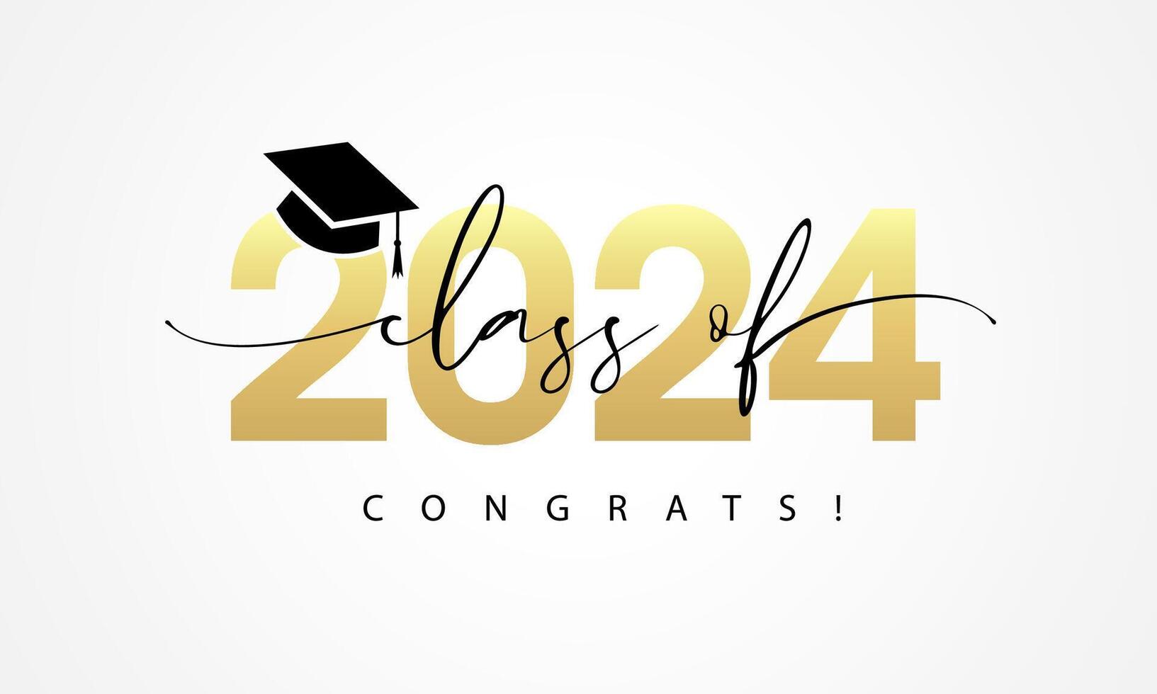Class of 2024 creative congrats, school banner design. Prom invitation template vector