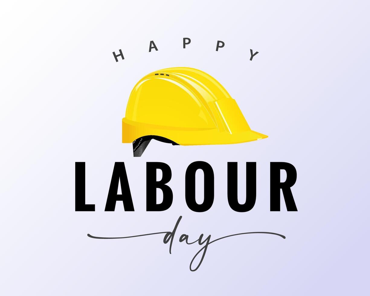 Happy Labour Day gift card with 3D yellow helmet. 1st may, International Workers day illustration vector