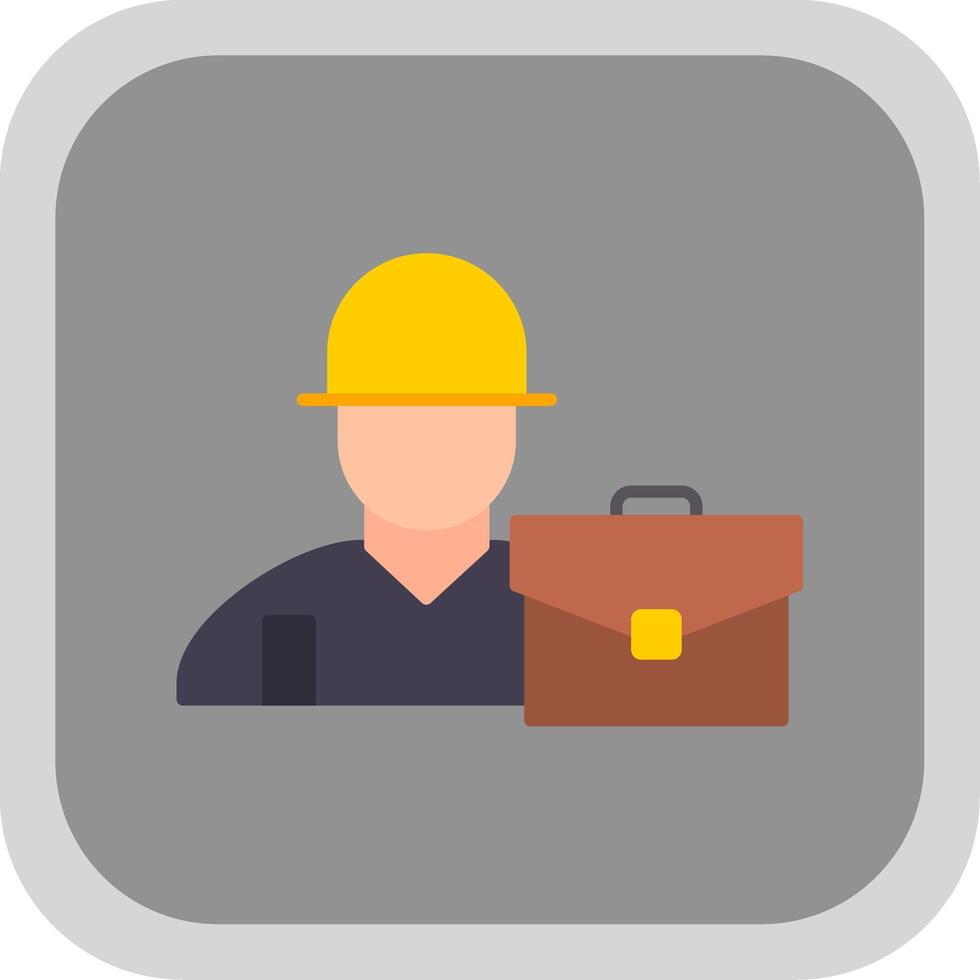 trabajador plano redondo esquina icono vector