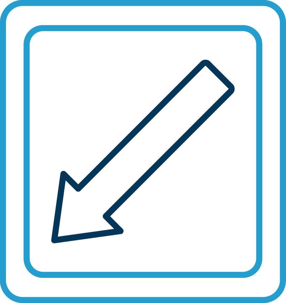 Diagonal Arrow Line Blue Two Color Icon vector