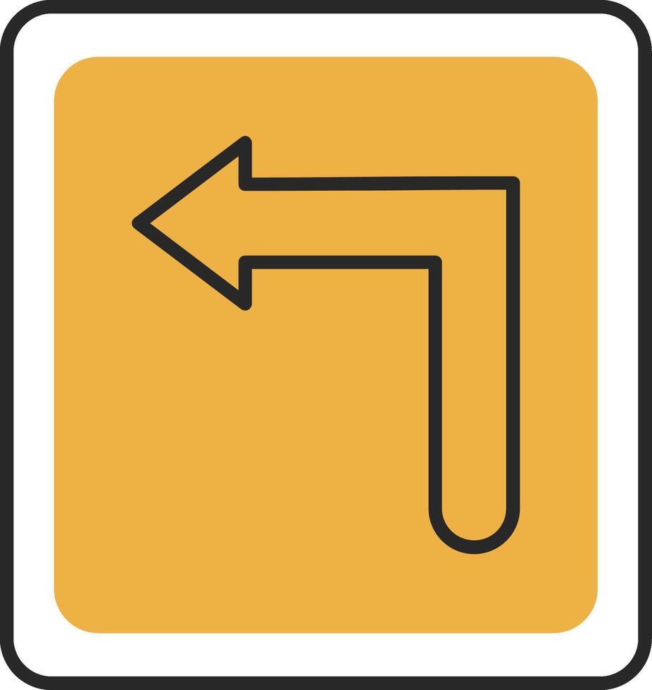 Turn Left Skined Filled Icon vector