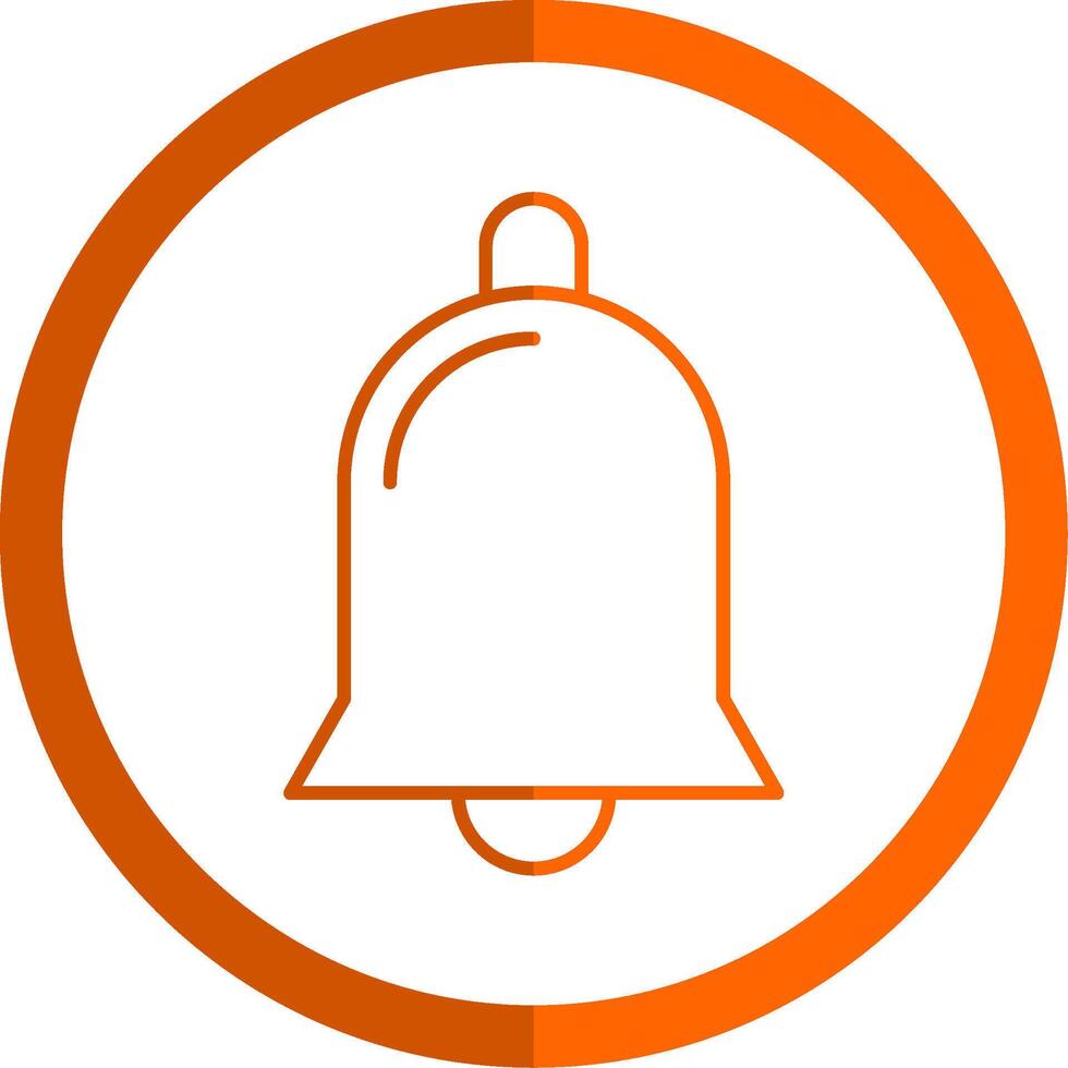 Notification Bell Line Orange Circle Icon vector