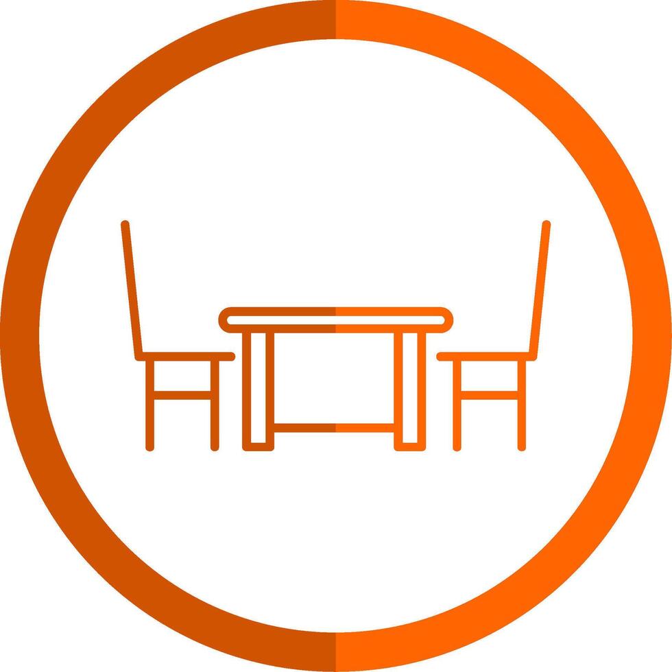 Dining Table Line Orange Circle Icon vector