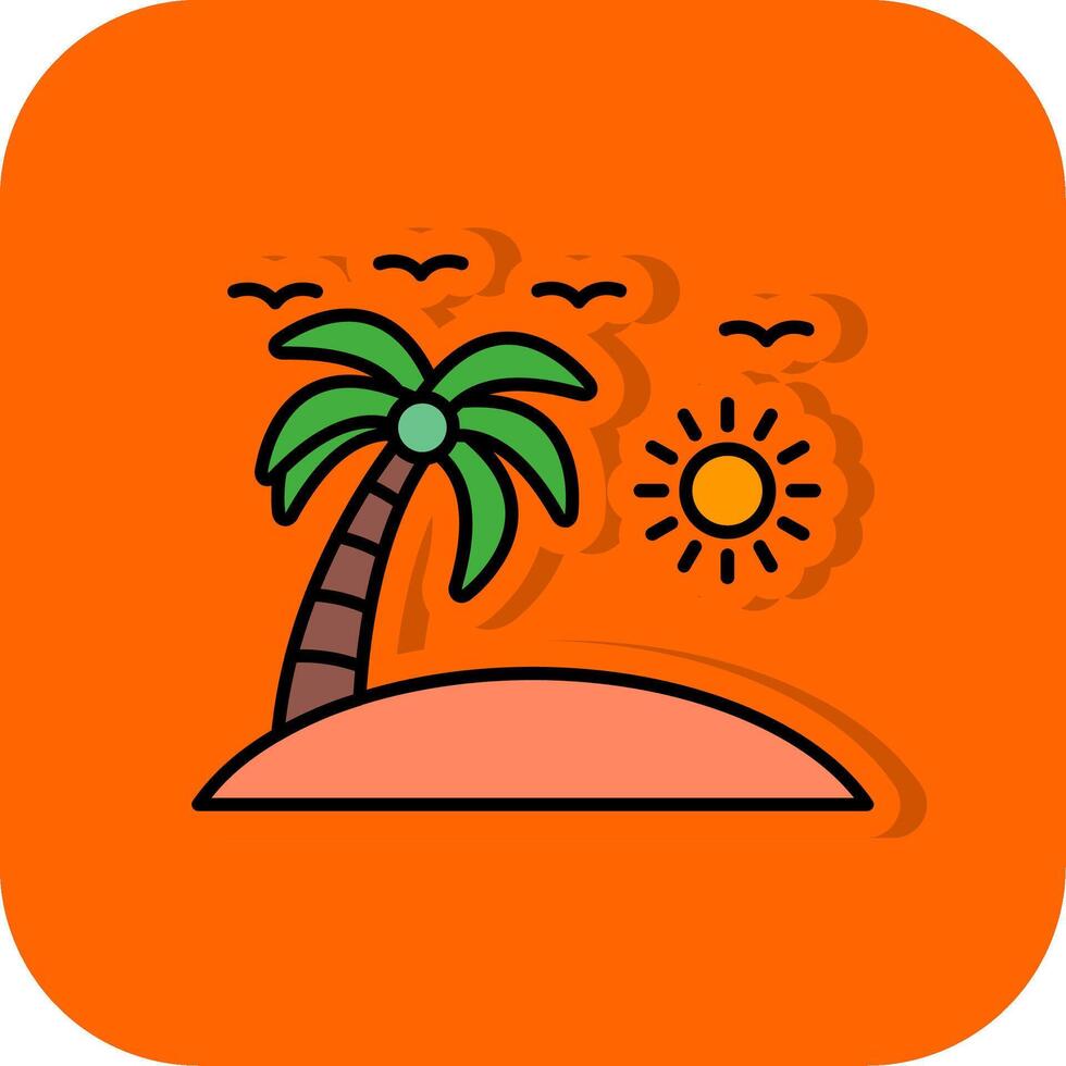 Beach Filled Orange background Icon vector