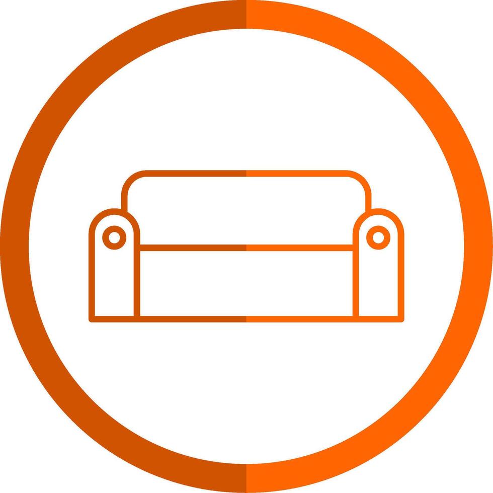 Sofa Line Orange Circle Icon vector