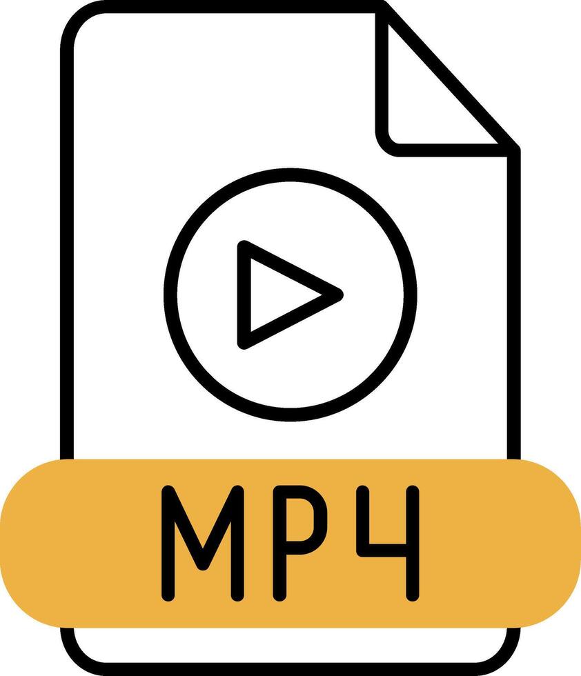 Mp4 Skined Filled Icon vector