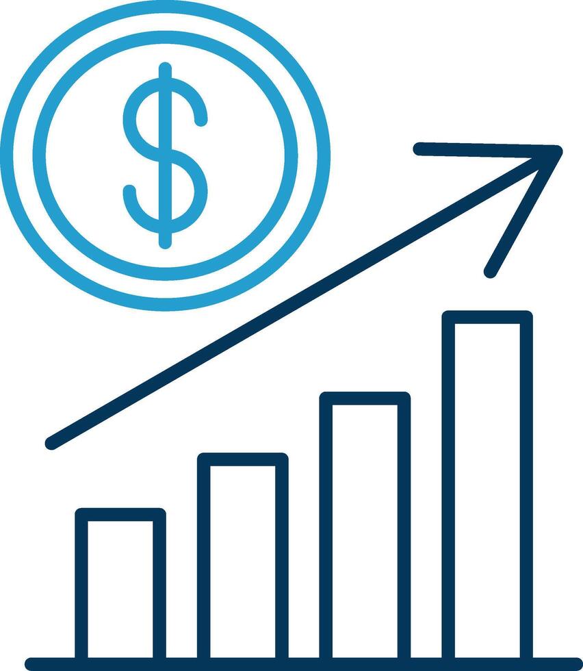 Growth Line Blue Two Color Icon vector