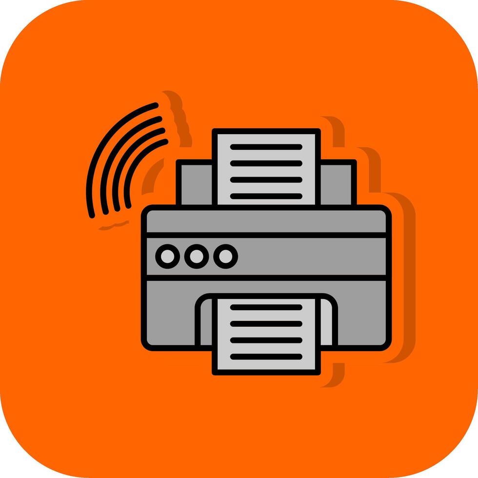 Printer Filled Orange background Icon vector