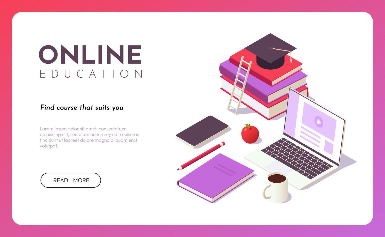 Online education isometric concept. Distance learning, online courses, web education, study from home. isolated illustration vector