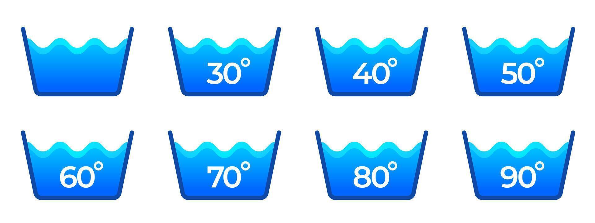 Machine wash temperature icon. Simple pictogram for washing machine, laundry care instruction for textile care. isolated set vector