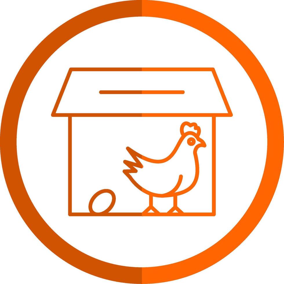 Chicken Coop Line Orange Circle Icon vector