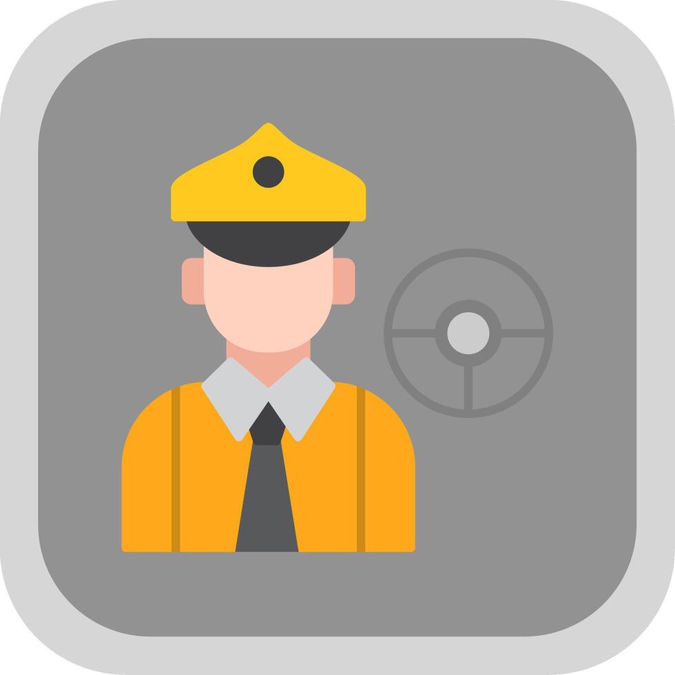Driver Flat Round Corner Icon vector