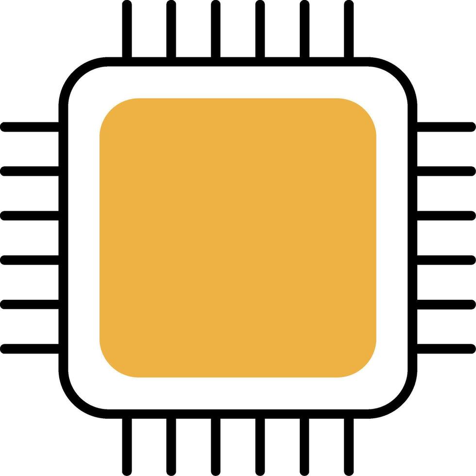 CPU Skined Filled Icon vector