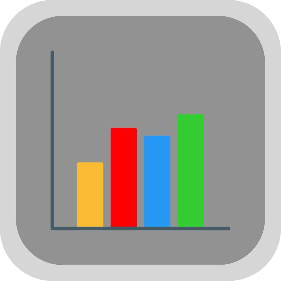 Bar Chart Flat Round Corner Icon vector