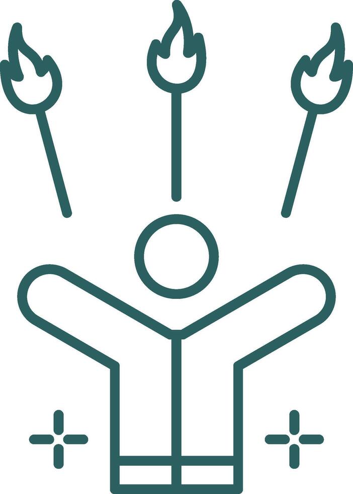 Juggling Fire Line Gradient Round Corner Icon vector