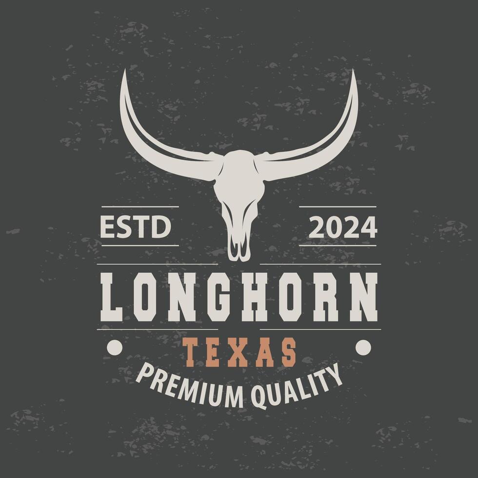 LongHorn Animal Logo Design, Farm Retro Vintage Horn Minimalist Simple Template Illustration vector