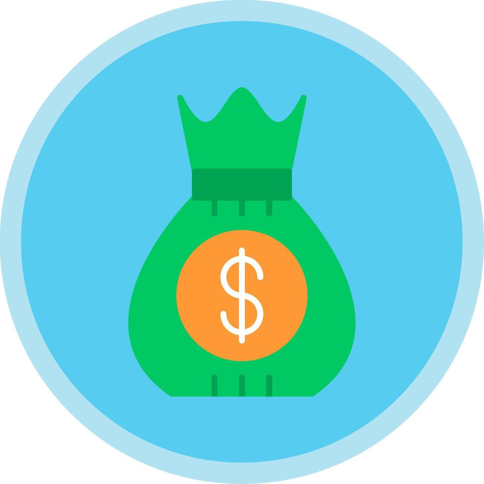 Dollar Sack Flat Multi Circle Icon vector