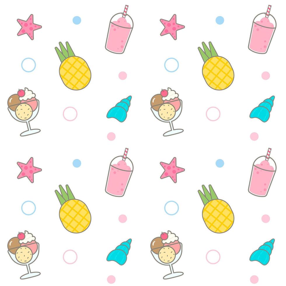 Kids seamless pattern cute summer hand drawn background vector