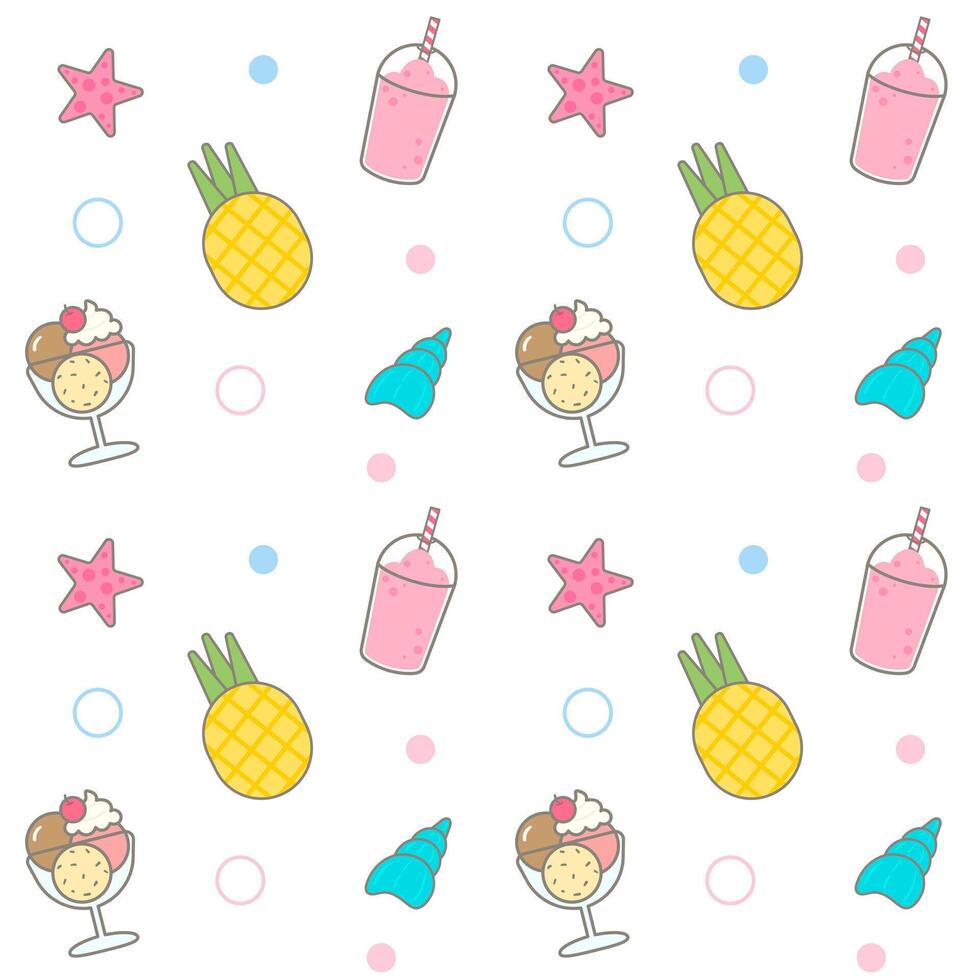 Kids seamless pattern cute summer hand drawn background vector