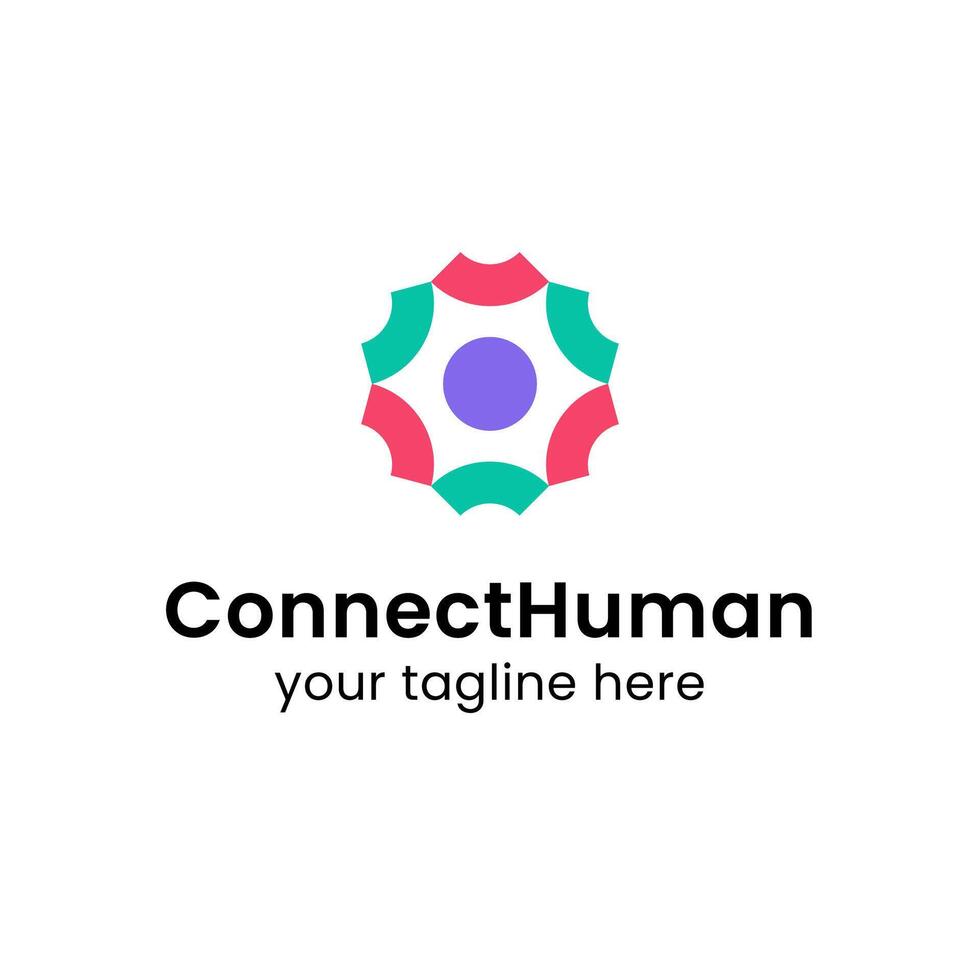 Connect Human People Teamwork Abstract Illustration Logo Icon Design Template Element vector