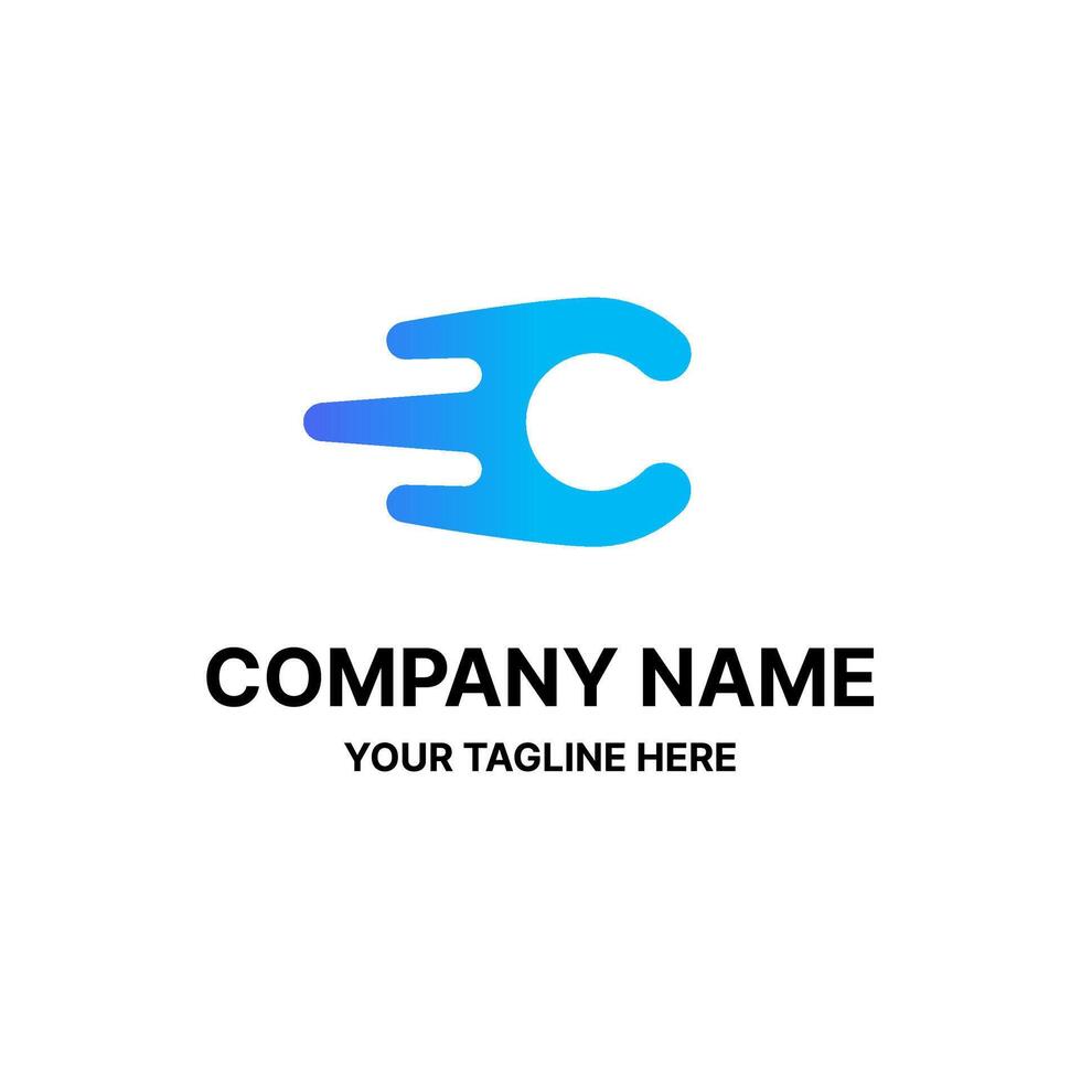 Fast Moving C Letter Abstract Illustration Logo Icon Design Template Element vector