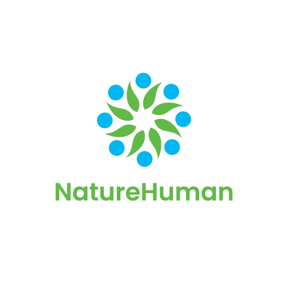 Human People Together Nature Leaves Abstract Illustration Logo Icon Design Template Element vector