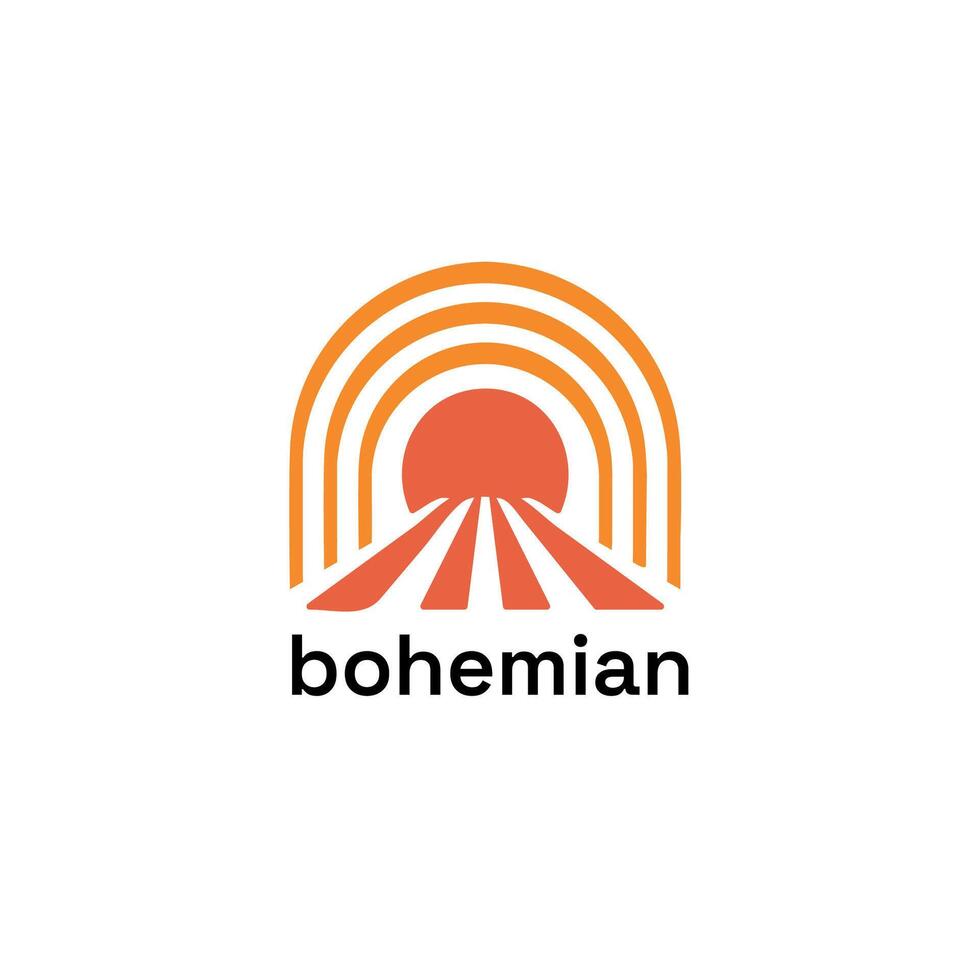 Bohemian Vintage Sun Way Logo vector