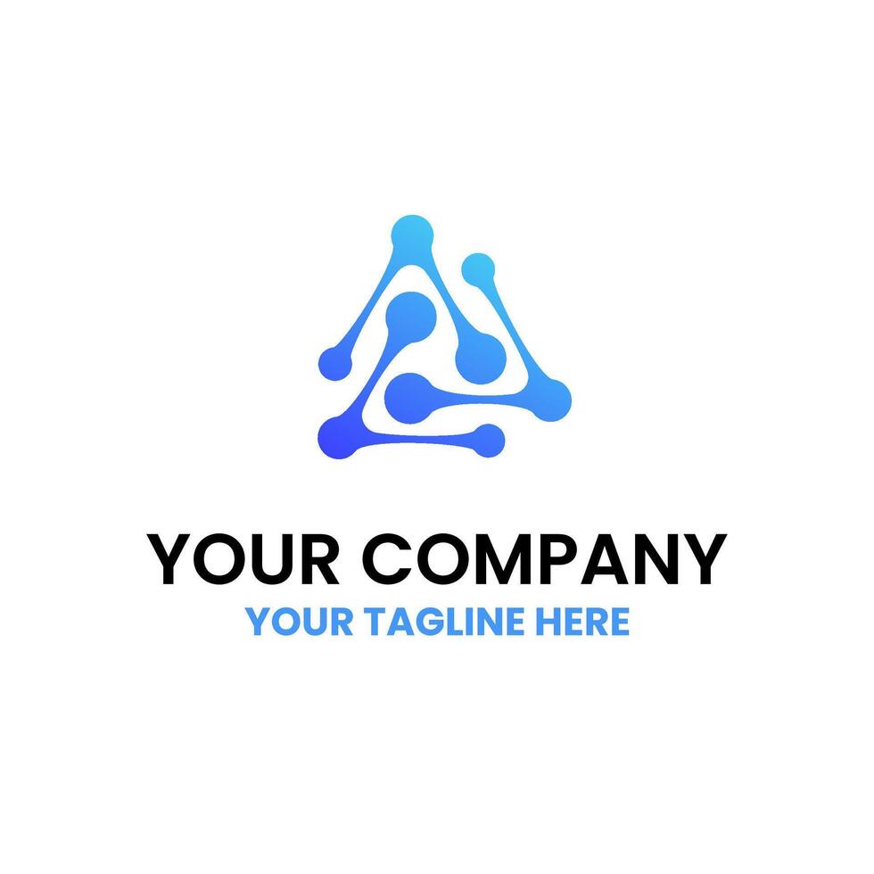 Triangle Dot Connect Data Logo vector