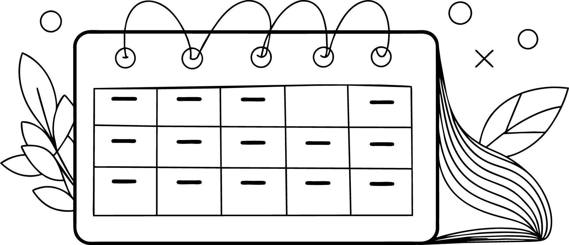 un calendario con números y hojas en eso vector