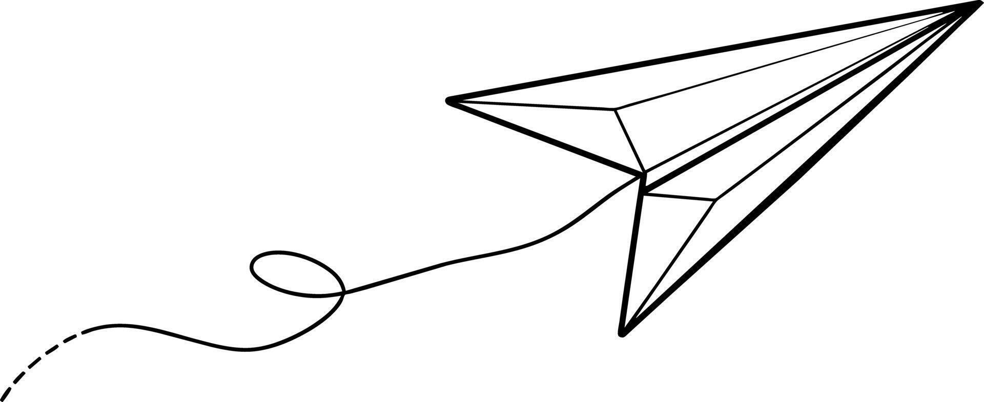 a drawing of a paper airplane flying in the air vector