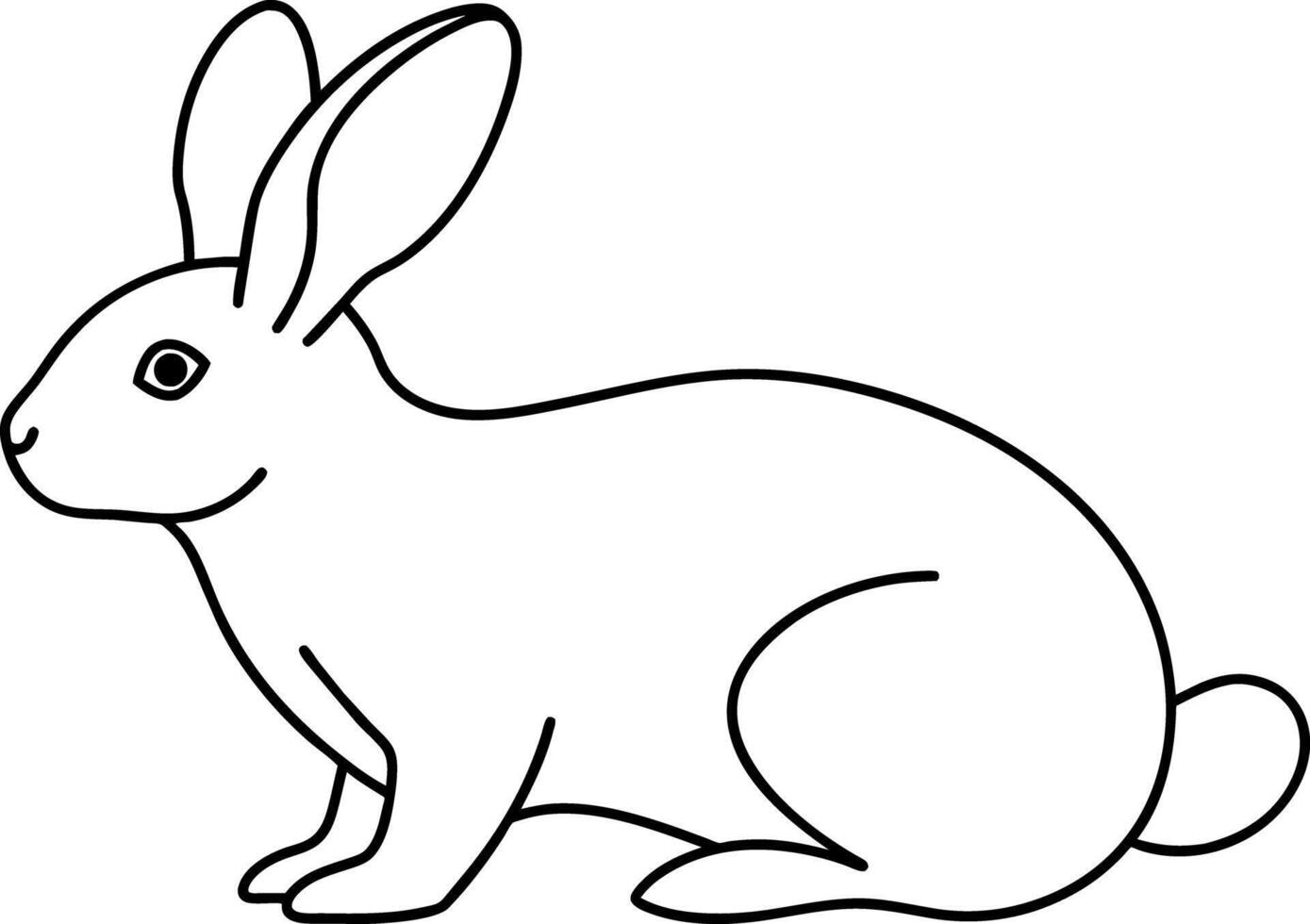 a rabbit is sitting in the coloring page vector