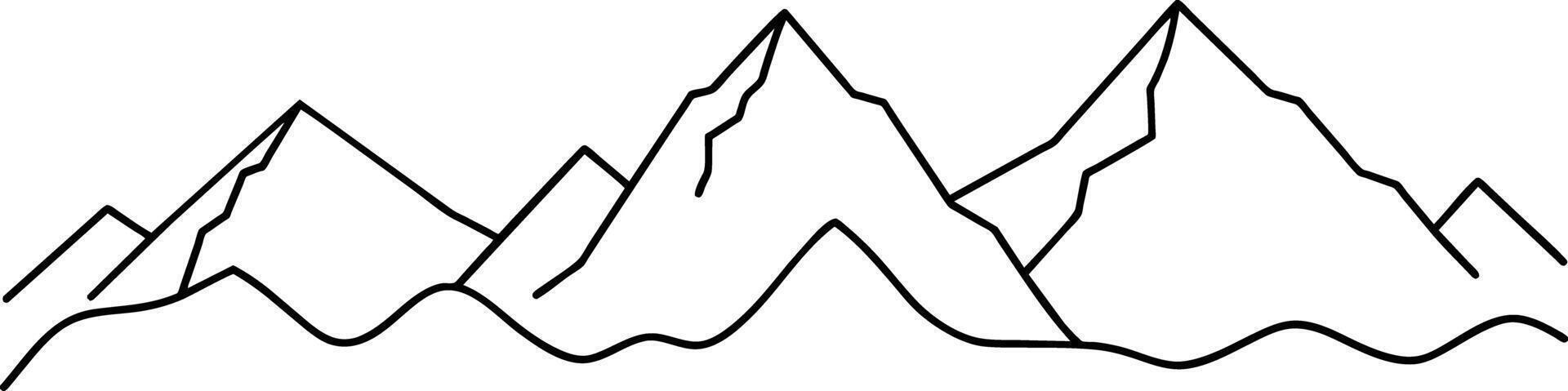 a line drawing of mountains with a wave pattern vector